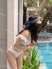 [2 cores] novo maiô de alta qualidade da Coreia do Sul ins bikini manga bolha ombro a ombro piscina termal praia férias maiô
