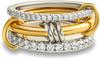 Nuevo Anillo de Circonita Cúbica Apilada de Amazon Oro de 18K Acero de Titanio Grueso Alto Brillo Oro y Plata Anillo Doble
