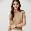 Suéter de cachemira para mujer, cachemira, manga corta, cuello redondo simple, manga tres cuartos, jersey, prenda interior, otoño e invierno, nuevo, diseño de flor retorcida