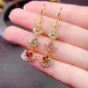 Venta al por mayor de fábrica Pendientes Populares de Turmalina Natural con Incrustaciones de Plata S925 Piedra Principal 5*5 Joyería de Lujo Venta Directa de Fábrica
