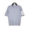 Tb Primavera y Verano Nuevo para Mujer Lana Merino 100% Fina Clásico Cuatro Rayas Tejido Cuello Redondo Manga Corta