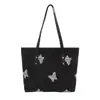 Bolsa Tote de Mão Estilo Doce Atacado Bolsa Feminina Outono 2025 Nova Bolsa de Ombro Bordada Borboleta Grande Capacidade Bolsa de Braço