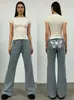 Jeans Feminino Casual Europeu e Americano Venda Quente Transfronteiriça Cintura Alta Solto Perna Larga Estampa de Borboleta Emagrecedor Perna Larga