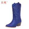Juti spot 2026 Otoño/Invierno nuevo estilo comercio exterior talla grande tacón bajo botas de mujer WISH Botas de cuero para mujer europeas y americanas