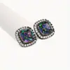 Nuevos Pendientes de Cristal Gota de Agua de Color Retro Europeo y Americano, Pendientes Brillantes y Versátiles para Mujer, Pendientes Populares de Lujo Ligero al Por Mayor