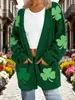 Nuevo cárdigan fino largo de comercio exterior transfronterizo con bolsillos, abrigo suéter de moda estampado para otoño e invierno, personalizado, casual para mujer