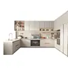 Gabinetes de Aleación de Aluminio para Cocina Integrada Estilo Crema Personalizado Gabinetes de Cocina para el Hogar Lujo Ligero Resistentes a Manchas y Amigables con la Piel Gabinetes de Piso Integrados con Estufa