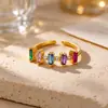 Anillo Abierto Estilo Europeo Abeja Mariposa de Circonita Colorida Chapado en Oro de 18K Ajustable para Mujer Anillo de Piedra de Color