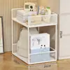 Prateleira de Armazenamento Sob a Mesa, Pequena Estante ao Lado da Mesa, Carrinho Lateral Móvel com Rodas para Piso, Armário de Armazenamento de Livros