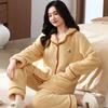 [Ludingding] Pijama de 300g para Mujer Otoño e Invierno Terciopelo Coral Engrosado Forro Polar Cálido y Suave Franela Ropa de Casa