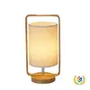Lámpara de Mesa LED Recargable de Madera Maciza Transfronteriza, Lámpara Portátil con Pantalla de Tela, Mini Lámpara de Camping, Luz Nocturna con Control Remoto Táctil