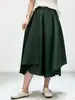 Calça larga estilo japonês Issey Miyake para mulheres, cintura alta elástica, corte solto, afina a silhueta, calça-saia cropped, calça casual versátil para o dia a dia