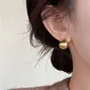 Pendientes de botón pequeños en forma de frijol, vintage, mate cepillado, de plata S925, para mujer, estilo simple y minimalista, pendientes de primavera y verano