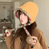 Chapéu de lã feminino grande cabeça inverno à prova de frio proteção de ouvido quente chapéu de malha frio chapéu de pulôver azul de alta qualidade