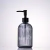 Botella de Lavado de Manos de Rayas Verticales de Alta Calidad, Vidrio Espeso, Botella Dispensadora Multifuncional para Loción y Gel de Ducha, Botella de Vidrio Resistente a la Humedad y al Calor