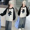 Moletom Infantil Cartoon Primavera e Outono Novo Estiloso Moda Infantil Inverno Crianças Maiores Outono e Inverno Gola Redonda Pulôver Top Solto
