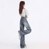 Jeans American Hottie de Perna Reta para Mulheres no Outono Novo Design Nicho Solto Look Emagrecedor Calças de Perna Larga Longas e Caídas