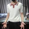 Venta al por mayor de fábrica verano manga corta para hombre lujo ligero ocio alto sentido solapa color de contraste tejido fino POLO camiseta transpirable