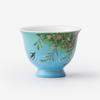 Taza de Té Cerámica con Base Alta, Estilo Pintura al Óleo Pintada a Mano con Color Bajo Esmalte, Taza Individual Estilo Fresco Azul, Juego de Té Kung Fu para Uso Doméstico