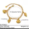 Pulsera de acero inoxidable de doble capa estilo oceánico europeo y americano con perlas y colgantes de concha, estrella de mar y caracola, accesorio de mano estilo vacacional de acero de titanio