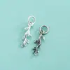 Accesorios de plata de ley S925, colgante de flor pequeña, hoja, rama, colgante de hoja de ginkgo, charm de pulsera de perla de cristal, adorno colgante