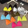 Dopamina Chica Picante Delgado Triángulo Taza Camisola Mujer Verano Nuevo Bikini Bra de Playa Top Corto Fluorescente