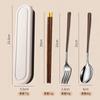 Louça portátil pauzinhos de madeira Spoon Set Estudante Outdoor Single Storage Outdoor 304 Creme Estilo Tableware Set