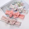 Conjunto de tres piezas de accesorios para el cabello para niños, diadema de ala ancha con lazo grande, hecha a mano, de algodón liso y estampado, transfronteriza entre Europa y América.