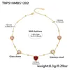 Acero Inoxidable Corazón Cortado Borde de Pan Piedra de Vidrio Bola de Acero Conjunto de Collar Pulsera Aretes Chapado en Oro Real de 18K Que No Se Desvanece