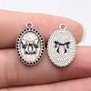 23x16mm 2g Cor Prata Antiga Acessórios para Joias DIY Venda Quente Transfronteiriça Pingente de Etiqueta Oval com Laço
