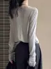 Camiseta de Manga Larga para Mujer 2025 Nueva Popular Otoño Cuello Redondo Capa Base con Aspecto Adelgazante de Gama Alta Top