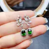 Pendientes de Diópsido Natural Populares al por Mayor de Fábrica con Incrustaciones de Plata S925 Piedra Principal 5*7 Joyería de Lujo Directo de Fábrica