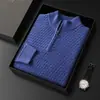 Suéter de malha masculino para outono e inverno, 100% lã pura, gola sema-alta, com zíper, suéter de lã grosso para usar em camadas