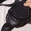 Bolso bandolera de pecho para hombre con diseño de pliegues clásico, primera capa de piel de vaca personalizada, cremallera, resistente al desgaste, color sólido, casual, para el trabajo, al aire libre