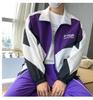 Casaco Hong Kong Wind Harajuku Costura em Cor Contrastante Tendência Masculino e Feminino Primavera e Outono Rua Europeia e Americana Hip Hop Solto Casal Primavera e Outono Atacado