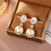 Pendientes de Perla Blanca Australiana Shijia de Lujo Ligero Pendientes de Circonita Súper Brillantes Grado 5A Pendientes de Plata S925 para Mujer Nicho de Gama Alta