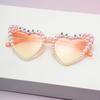 2025 nuevos gafas de sol para niños con perlas y diamantes, letras en inglés, gafas de amor para bebé, gafas para fiesta de gala fábrica