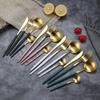 Juego de cuatro piezas de cuchillo, tenedor y cuchara de acero inoxidable 304 de Dao Qi, ideal para hotel, comida occidental, cuchillo y tenedor para carne, vajilla portuguesa creativa bañada en oro.