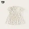 Ropa para Niños Yingsibo Verano Nuevo Estilo Vestido Floral para Niñas con Encaje y Mangas Abullonadas Vestido para Niñas Vestido Infantil