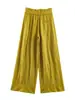Moda Femenina Transfronteriza Estilo Europeo y Americano Pantalones Casuales de Pierna Ancha de Color Sólido Decorados con Cinturón de Cintura Media 4043253