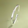 Rey Ciervo Dorado, plata pura 999, acabado cepillado, pulsera de moda y minimalista con patrón de bambú, estilo para mujer, pulsera de plata artística y elegante