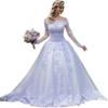 Vestido de Novia de un Solo Hombro Tienda Independiente de Almacén en el Extranjero Nuevo 2026 Encaje Manga Larga Novia Boda Estilo Bosque Vestido de Novia con Cola