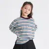 Ropa para Niños Haima 2026 Otoño Nueva Camiseta de Manga Larga para Niñas Algodón Puro Rayas Estilo Coreano Top para Niños Mayores Atuendo de Otoño