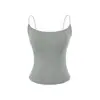 Camisole sexy feminina estilo europeu e americano com alças finas, multicolorida, justa ao corpo, com bojo embutido, top íntimo sexy