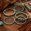 Pulsera elástica de múltiples capas estilo étnico bohemio retro para mujer, pulsera ajustable, joyería para la mano