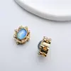 Pulseira de Contas Ovais de Cobre Banhado a Ouro Aquamarina Sintética Contas Espaçadoras Multifuura Colar DIY Feito à Mão Cor Zircônio Conserva a Cor