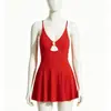 [3 colores] Nuevo traje de baño rojo de una pieza estilo coreano para mujer, diseñado para cubrir el abdomen, crear un efecto adelgazante y exudar un look sofisticado, perfecto para aguas termales