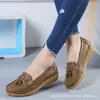 Zapatos Planos de Cuero Genuino para Mujer de Primavera y Otoño Suela de Res Zapatos Lenteja Casual Suela Suave Zapatos para Madres de Mediana Edad Zapatos de Capa Única Ligeros para Mujer