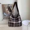 Bolso Casual a Cuadros para Mujer 2025 Nueva Moda Bolso Tote de Gran Capacidad Mochila de Lona Bolso Cruzado Multifuncional