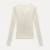 Suéter de punto trenzado EGGK con cuello en V de albaricoque, manga larga para mujer, primavera, adelgazante, temperamento, capa base adelgazante, top casual para el trabajo